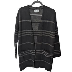 Active USA Black Striped Knit Cardigan Medium